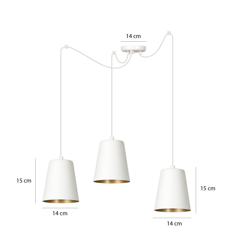 Pasley 3 - Light Cluster Pendant, White/Gold