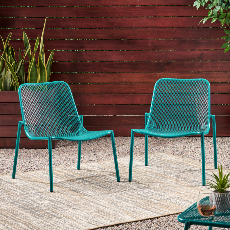 Chaises empilables pour l'extérieur, stable, l 26 po x P 22,09 po, espaces en métal de couleur bleu sarcelle