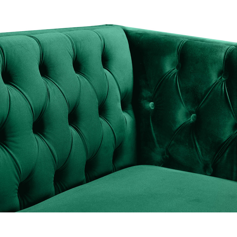Michelle 44" W Tufted Velvet Armchair, Green Velvet