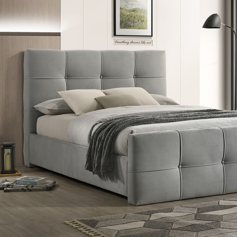 Lit tapissier Kristen, Gris, Grand