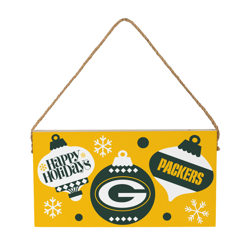 Green Bay Packers 6 x 11  Holiday Wood Wall Sign