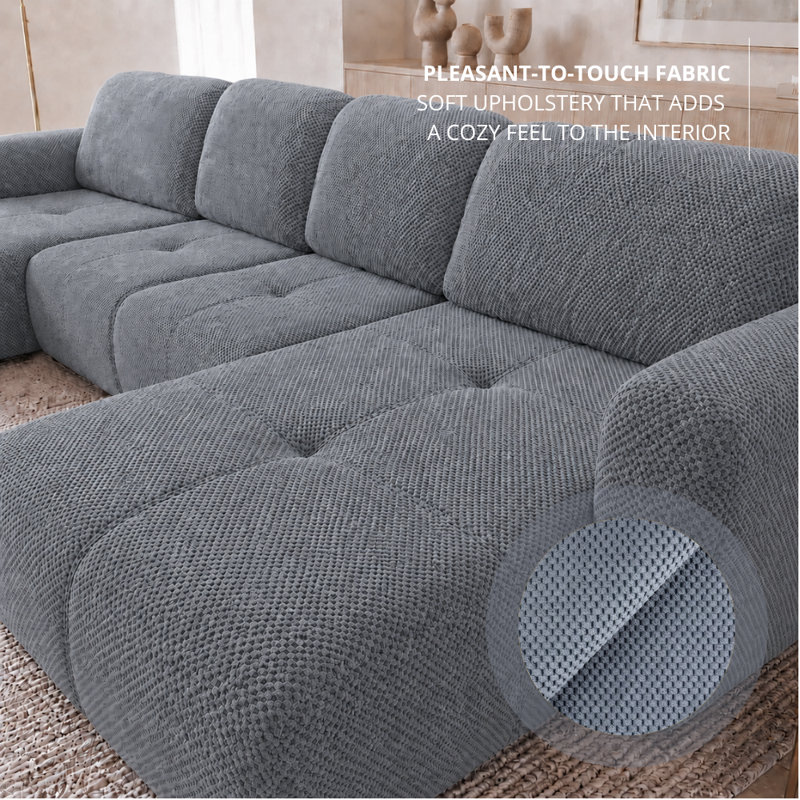 Bingo U-Shaped 6 Seater Sofa Bed, Grey POP 14