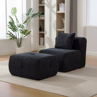 Fauteuil d'appoint sans accoudoir avec repose-pieds