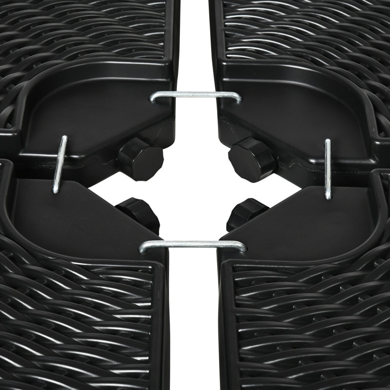 Poids de base de parasol d'extérieur - 4, jusqu'à 150 lb, noir, option de remplissage eau / sable, style similaire, lb toutes saisons Chargement, 4, remplissable, texture, utilisation