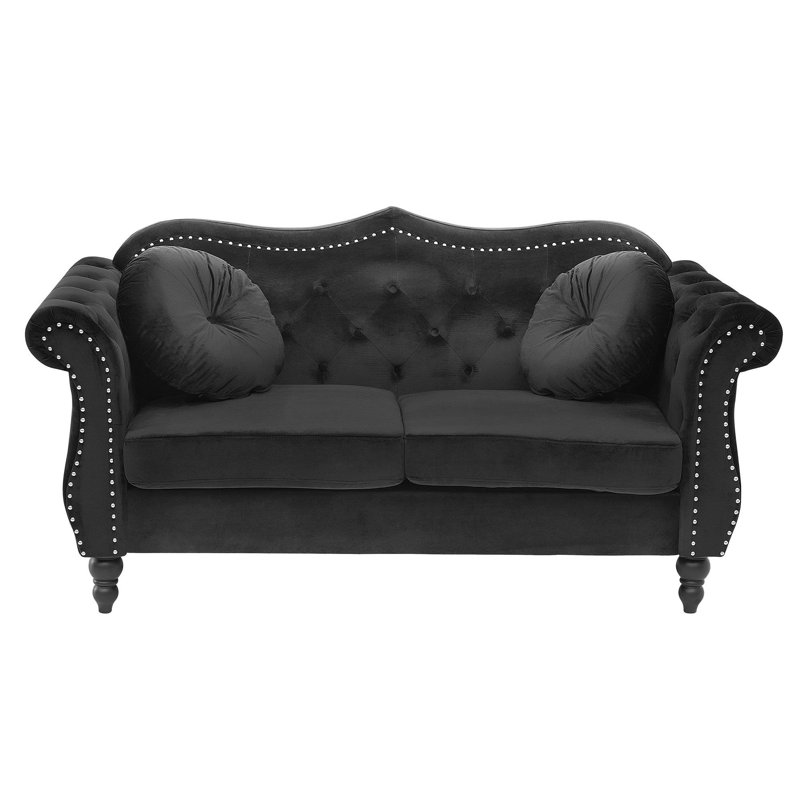 2 Seater Velvet Loveseat, Black