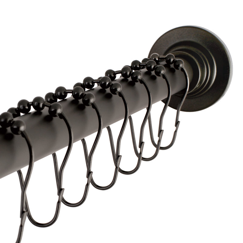 Oil Rubbed Bronze Adjustable Shower Curtain Rod with Roller Ball Rings