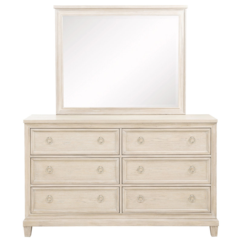 Commode 6 tiroirs en chêne avec miroir