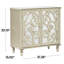 Armoire de rangement en bois à 1 tablette et 2 portes en bois finement sculpté avec façade en miroir