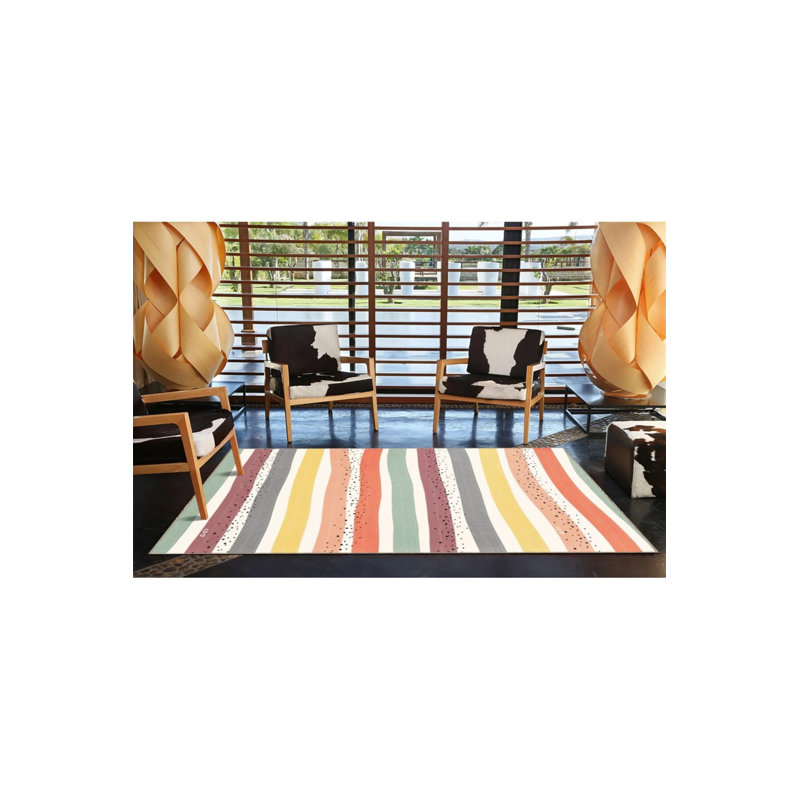 Tapis horizontal tissé à motifs de couleurs mélangées, Rectangle 2 pi 4 po x 4 pi