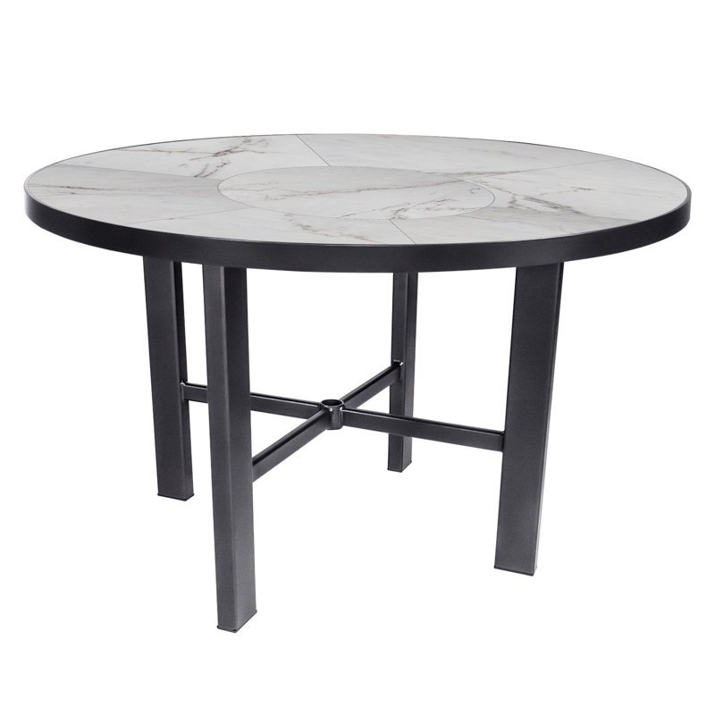 Tables Outdoor Round Bar Table, Copper Creek, Pallazo White, 29.5" H x 54" W x 54" D