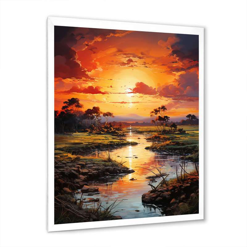 Vietnam River Delta Sunset III sur toile, H 20 po x l 12 po x P 1 po, Cadre photo blanc