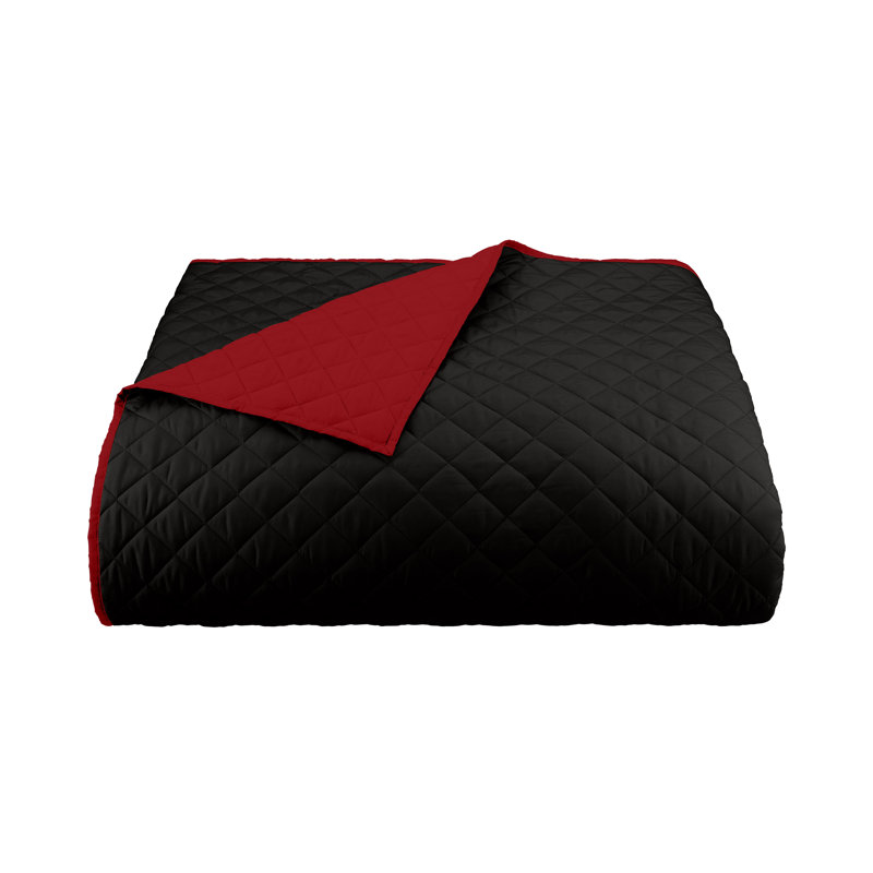 Martex Reversible Coverlet, King, Ebony/Red