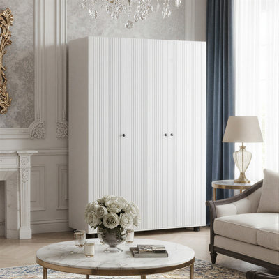 75" Extra Tall Storage Pantry Cabinet with Fluted Doors, Adjustable Shelves and Anti-tip Kit