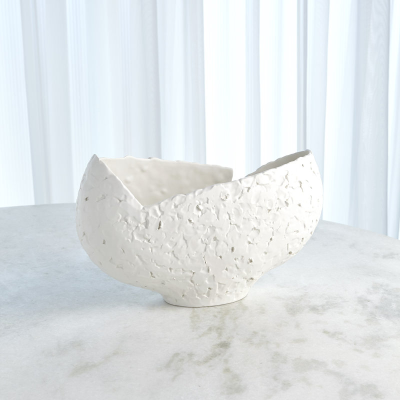 Asymmetrical Stipple Bowl-Matte White