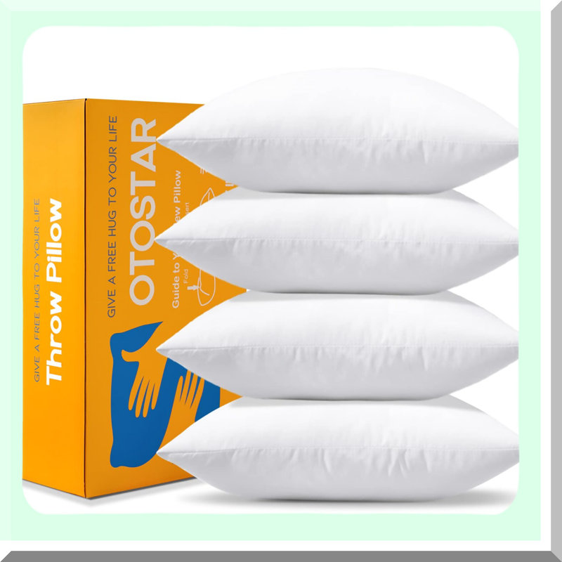 FluffPlump Square Pillow Inserts - Pack of 4 Soft Cushion Pads for Decorative Pillows - Inner Stuffer for Fluffy Comfort