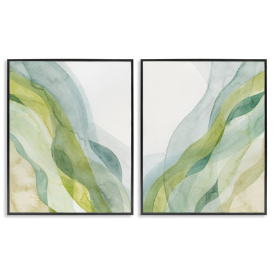 Stupell Industries Abstract Green Waves 2 Piece Canvas Wall Art Set Design by Grace Popp -  a2-579_fr_2pc_11x14