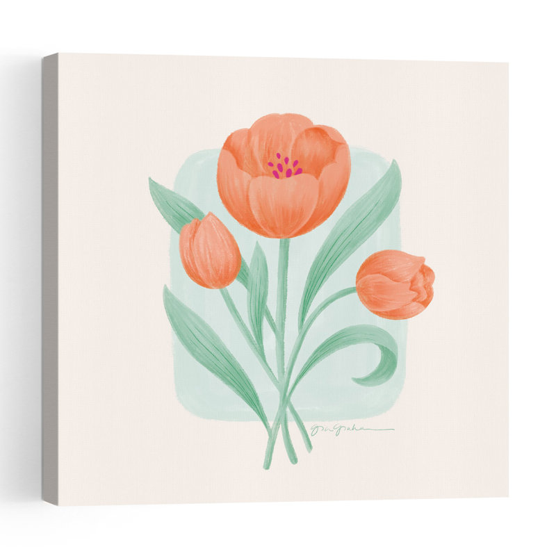 Spring Blooms III Abstract Contemporary Tulip Flower Landscape Wall Art Print by Gia Graham - 1 Piece Wrapped Canvas Wall Art