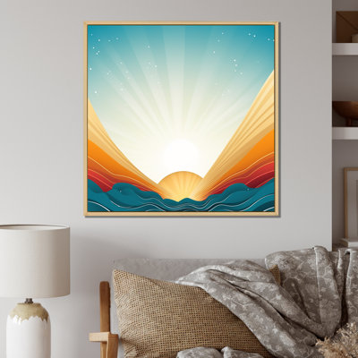 " Bold Graphic Sunset In Teal And Orange "