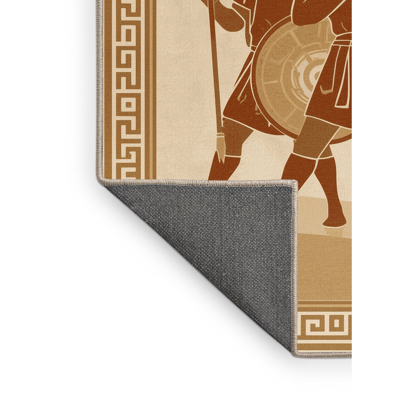 Soft Plush Dupree Battle Thermopylae Classic Oriental Area Rug in Beige – Beige Binding, 2x4