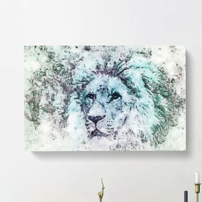 A Lion Portrait In Abstract - Wrapped Canvas