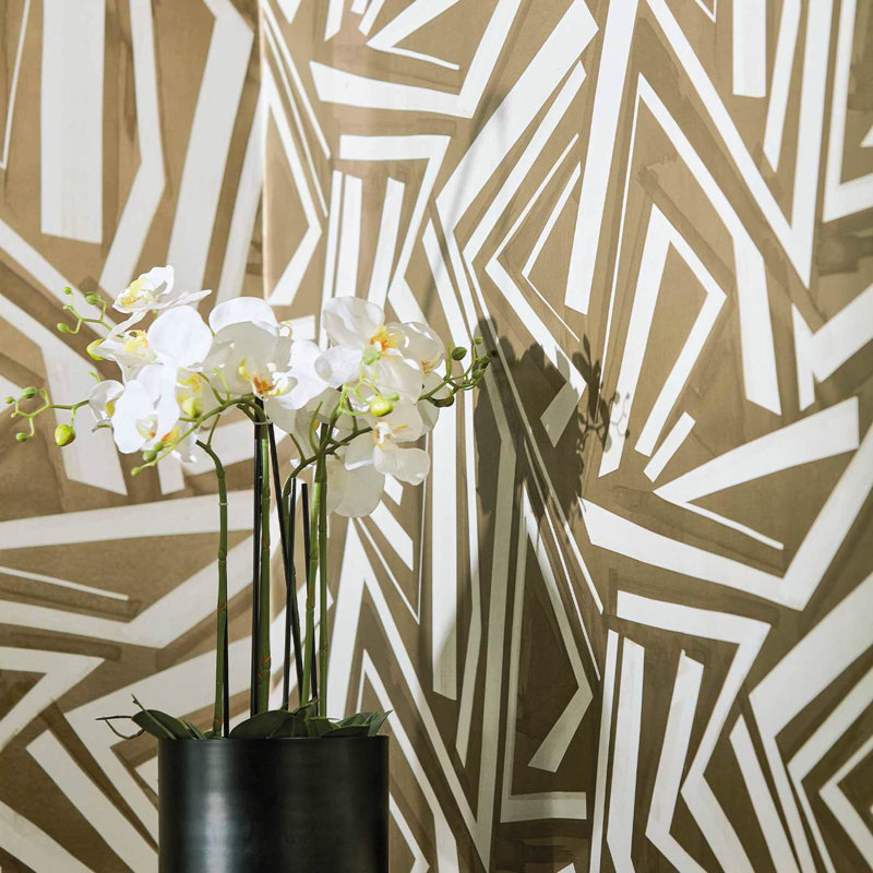 Transverse Geometric Wallpaper Roll, Bronze