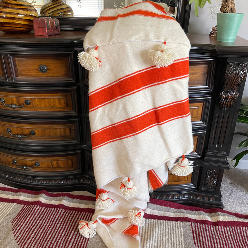 Hand Woven Throw Blanket, Orange