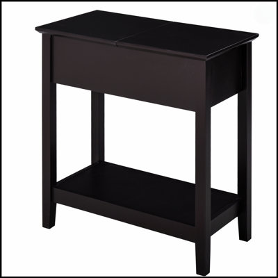 Table de bout étroite avec plateau rabattable et armoire de rangement, parfaite pour les petits espaces et la vie moderne