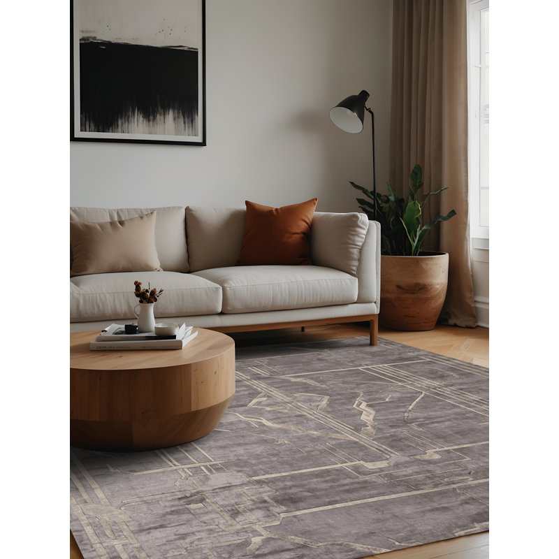 Tapis gris lavable à la machine, Carré 3 pi