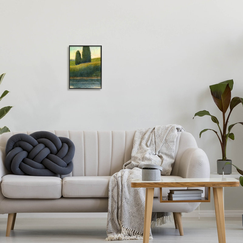 Art de giclée de paysage d'étang champêtre par Suzanne Nicoll, Giclée encadrée noir minuit, H 14 po x l 11 po x P 1,5 po