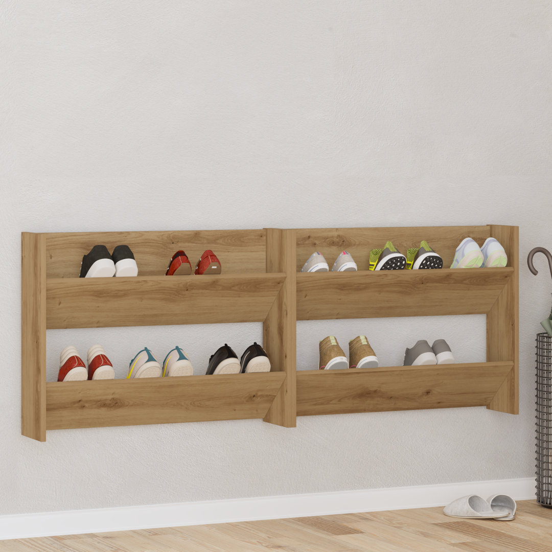 Wall Shoe Cabinets With Shelf 2 Pcs Engineered Wood