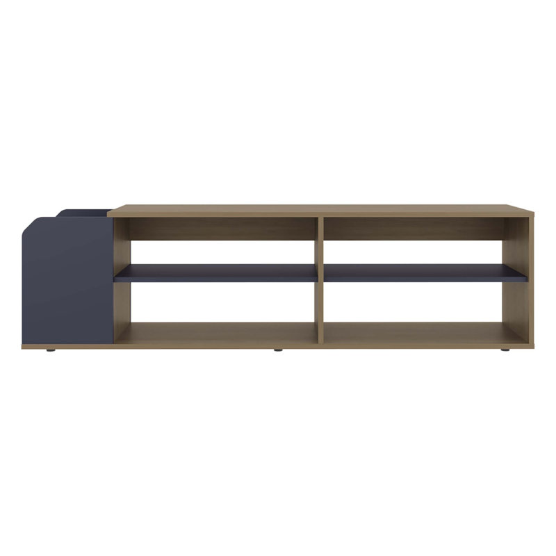 Meuble télé Solene avec tablettes ouvertes pour rangement moderne et console multimédia, idéal pour l'organisation du salon et l'esthétique