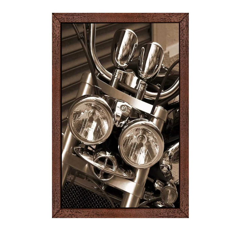 Harley Motorcycle 1 Piece Wall Art on Canvas, 101.6 cm H x 66.04 cm W, Brown Framed