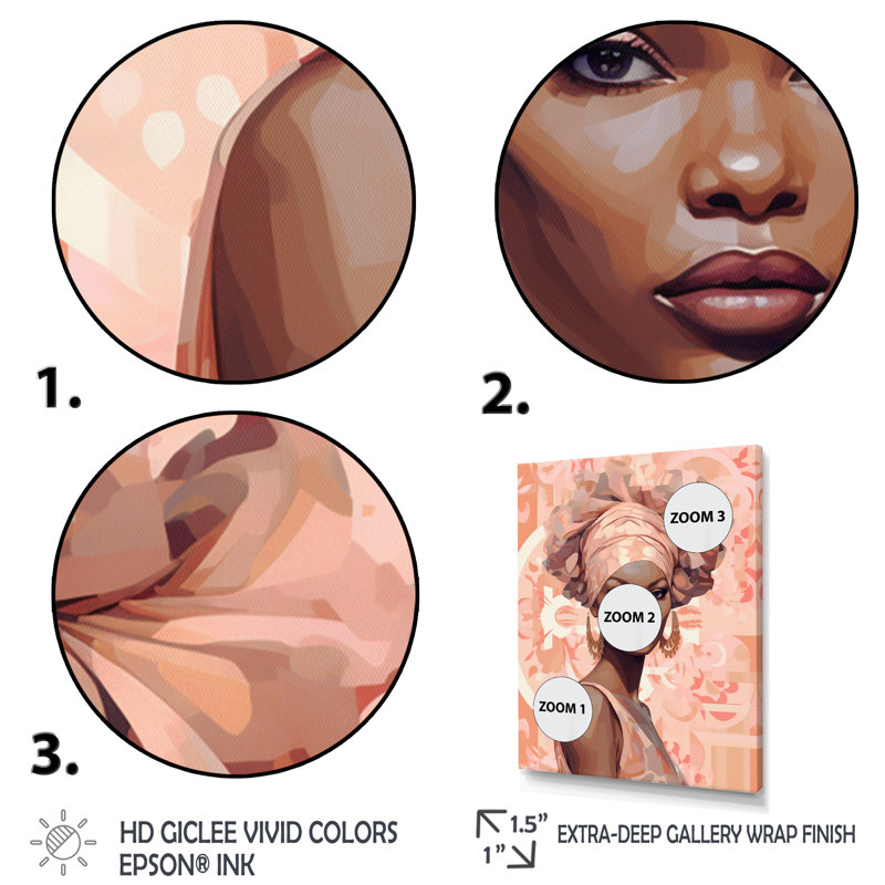 Vogue rétro mode afro-américaine beauté I, Cadre flottant doré, H 44 po x l 34 po x P 1,5 po