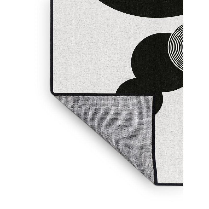 Tapis beige lavable à la machine à motif géométrique minimaliste Pahola, Carré 4 pi