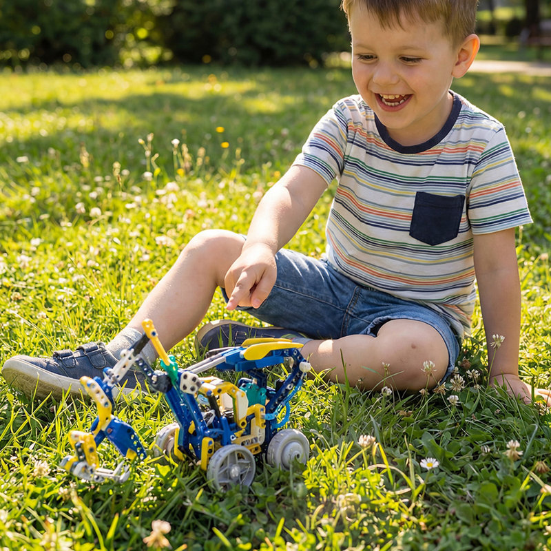 11-in-1 STEM Education DIY Solar Robot Toys Kit, Yellow/Red