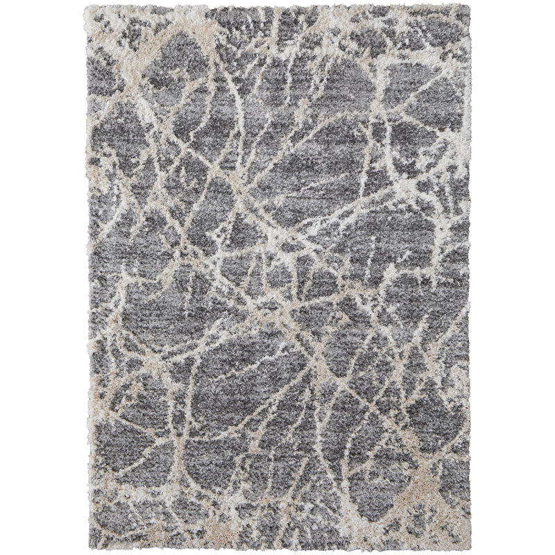 Caide Casual Abstract Polyester Area Rug, Rectangle 4' x 6'