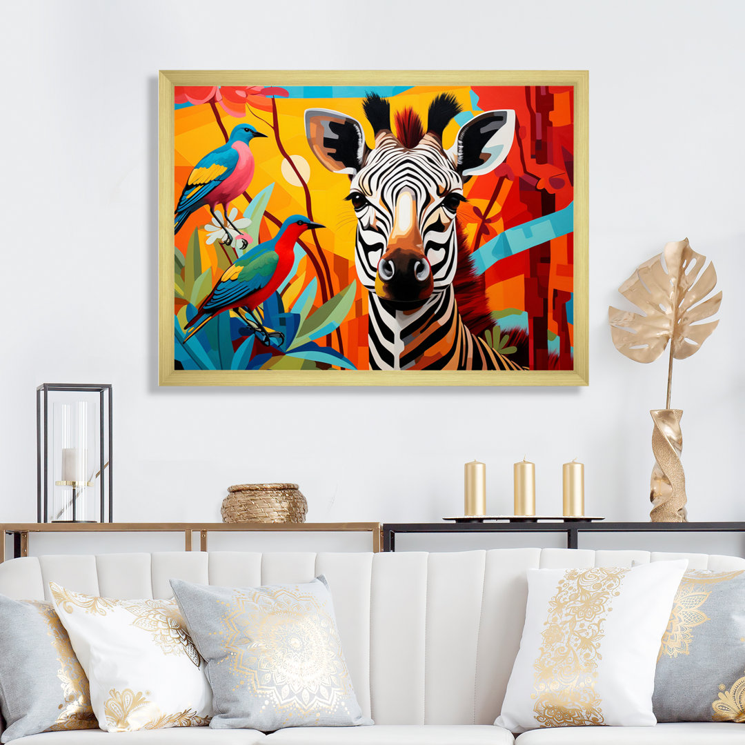 Pop Art Wildlife Zebra - Pop Art Framed Art Red Barrel Studio® 