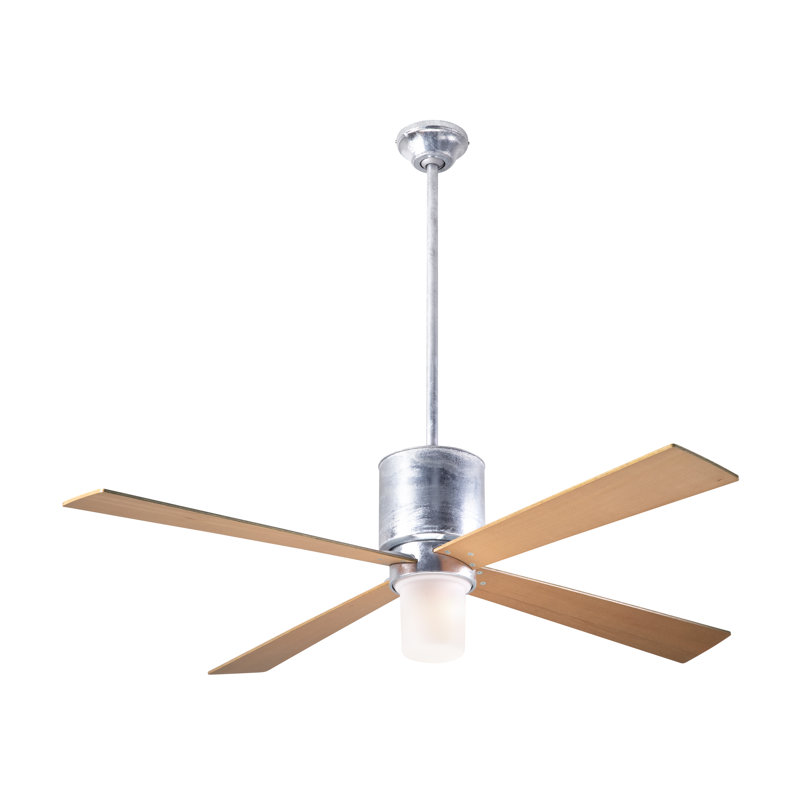 Lapa 50'' Ceiling Fan with Light Kit, Maple, Wall Control with Remote Handset (2-wire), Galvanized