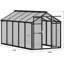 Serre de jardin en aluminium gris foncé de 6 x 10 pi avec évent de toit et porte coulissante verrouillable, polycarbonate robuste pour jardin, cour ou patio-124941034-124941032