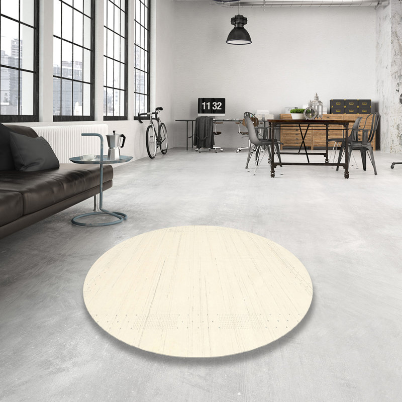 Tapis contemporain beige clair, Rond 6 pi x 6 pi