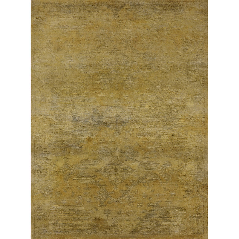 Tapis jaune à motif abstrait Austermann, Rond 5 pi