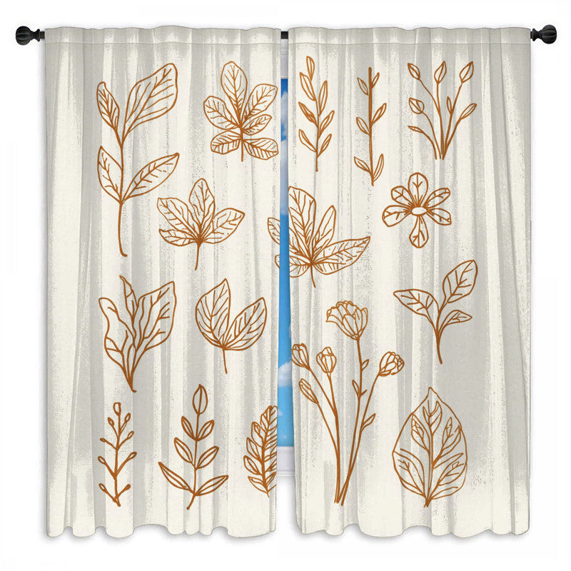 Rideaux de fenêtre Botanical Line Art transparents et obscurcissants - 2 panneaux, 40 po x 80 po - 2 panneaux, Transparent