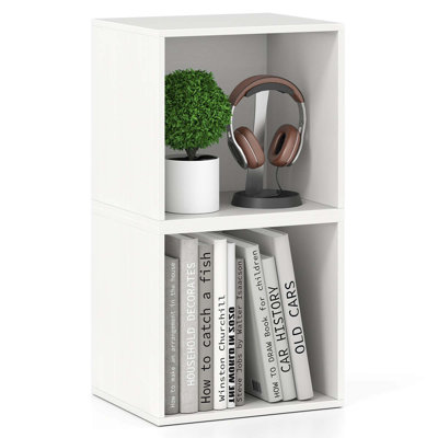 2 PCS Wooden Cube Storage Organizer Stackable Open Book Shelf for Small Space