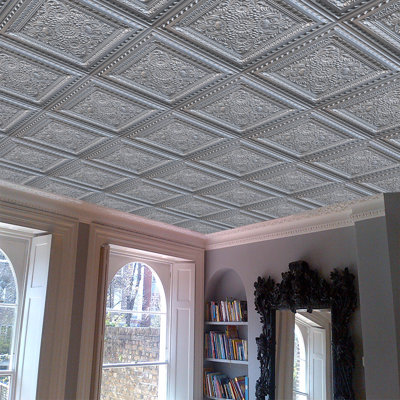 Carreau de plafond en PVC argenté 2 pi x 2 pi Falkirk Perth