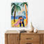 Romantic Beach Couple Abstract Colorful Peaceful Palm Tree Coastal Wall Art Print 1 Piece Wrapped Canvas Wall Art-1561593569