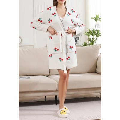 Motif cerise de luxe avec robe douce avec poches à l'avant - Cerise