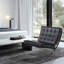 Chaise longue capitonnée en cuir italien noir et argent 32 po