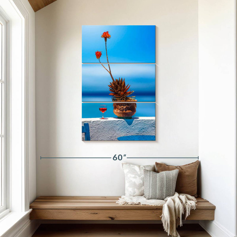 Harnek Enjoying Wine In Santorini, 45" H x 28" W