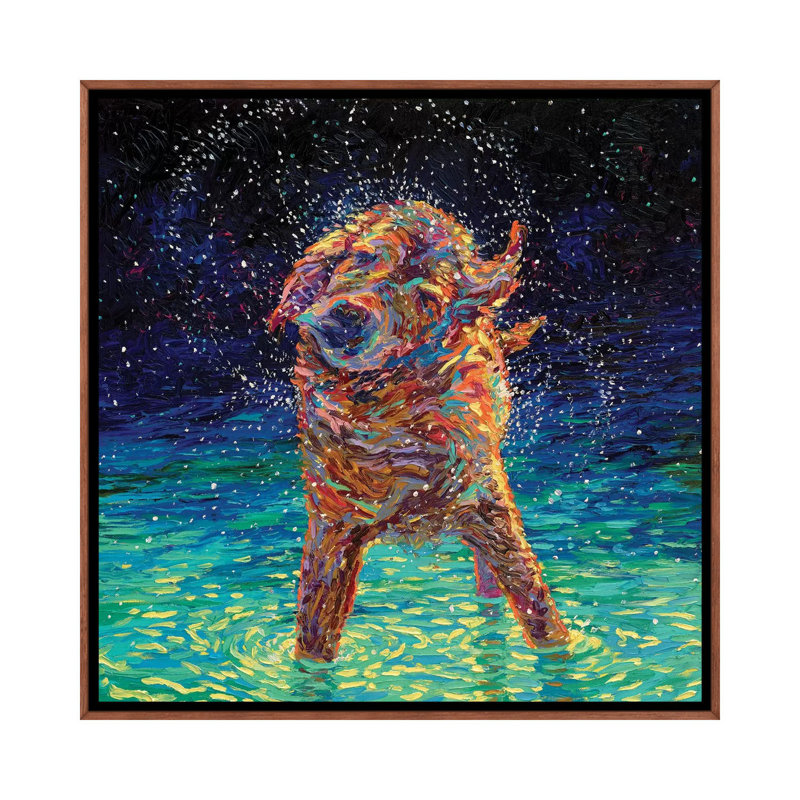 « Moonlight Swim » par Iris Scott - reproduction, H 12 po x l 12 po x P 1,5 po, Cadre bois classique