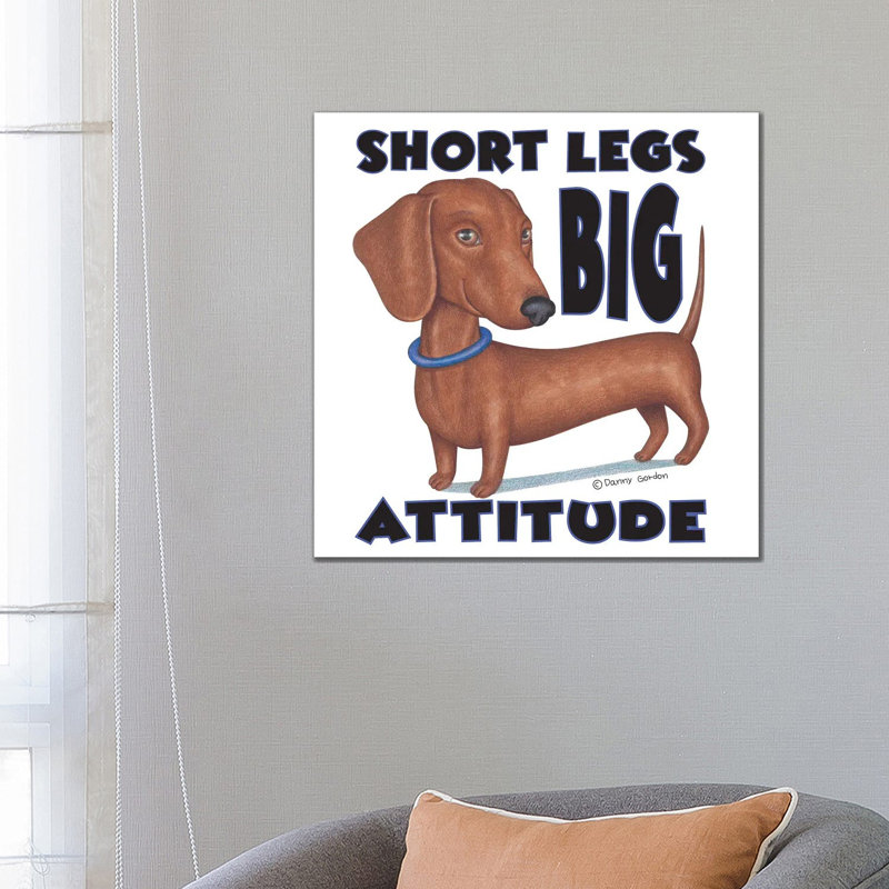 Dachshund With Blue Collar With Words by Danny Gordon - Wrapped Canvas Gallery-Wrapped Canvas Giclée, 26" H x 26" W